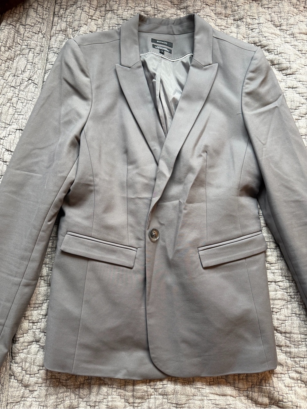 RW&CO. Light Gray Single-Button Tailored Blazer